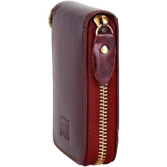 Vintage Full Top Grain Leather Wallet RFID Blocking Multi Card Case with Zipper - Picture 3 of 6